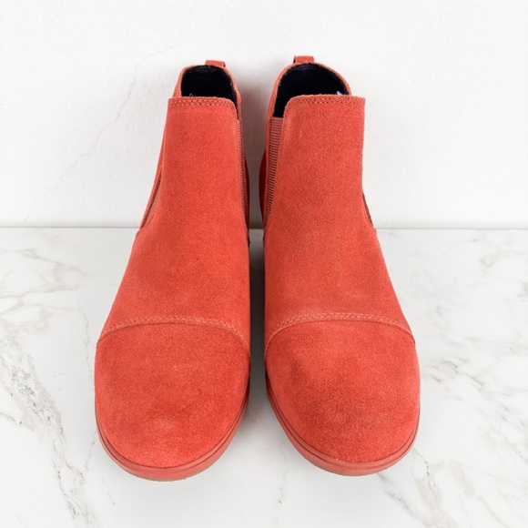 Sorel Evie Orange Pull On Chelsea Wedge Booties Sz 9.5 - Picture 9 of 13